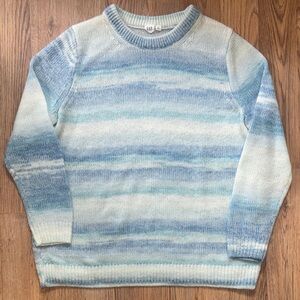 GAP Women's Blue and White Crewneck Sweater